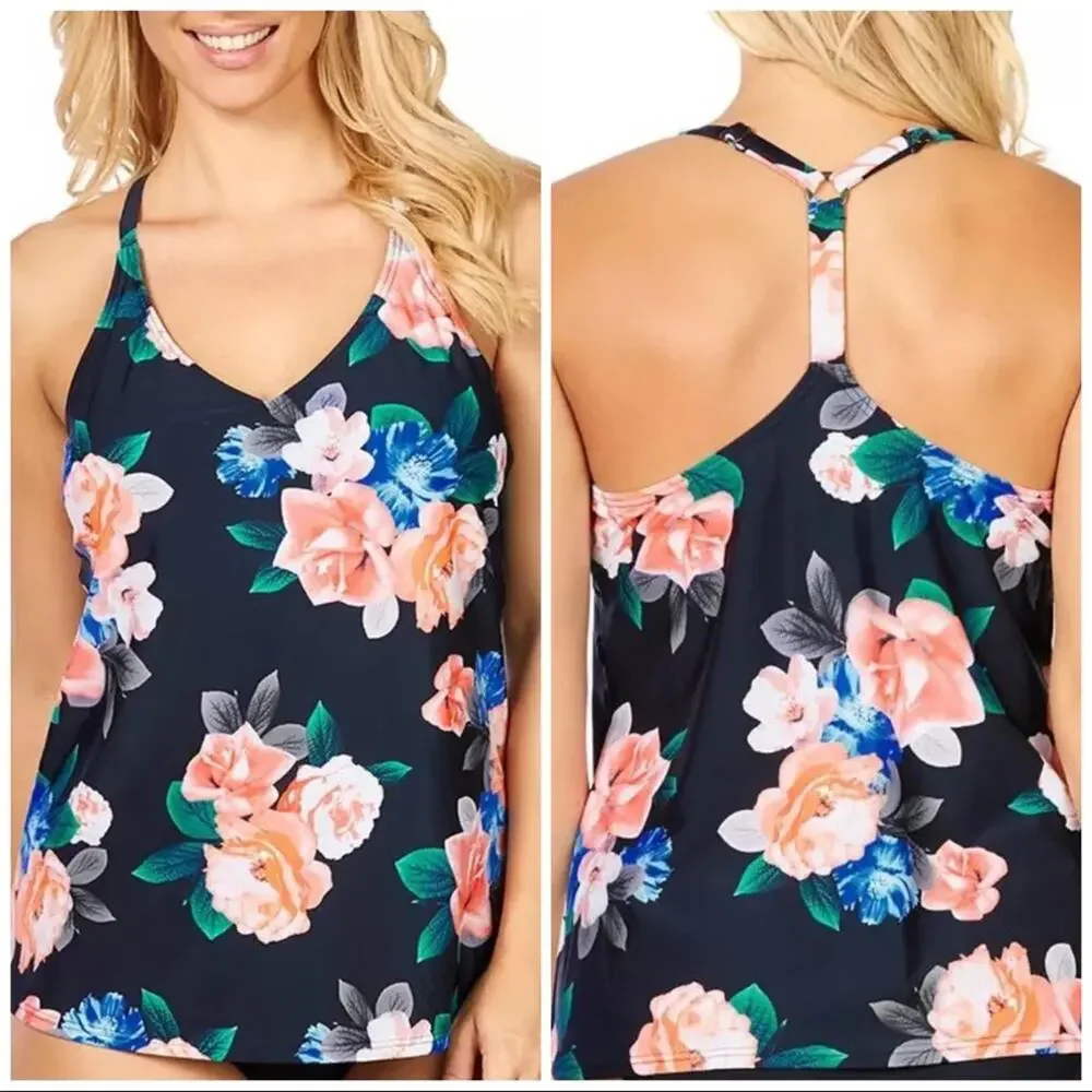 Island Escape Racer-Back Underwir Tankini swim Top